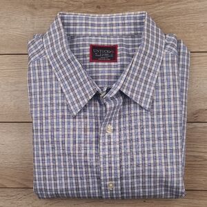 UNTUCKIT Blue White Black Plaid Cotton Mens Sz XL Relaxed‎ Fit Long Sleeve Shirt